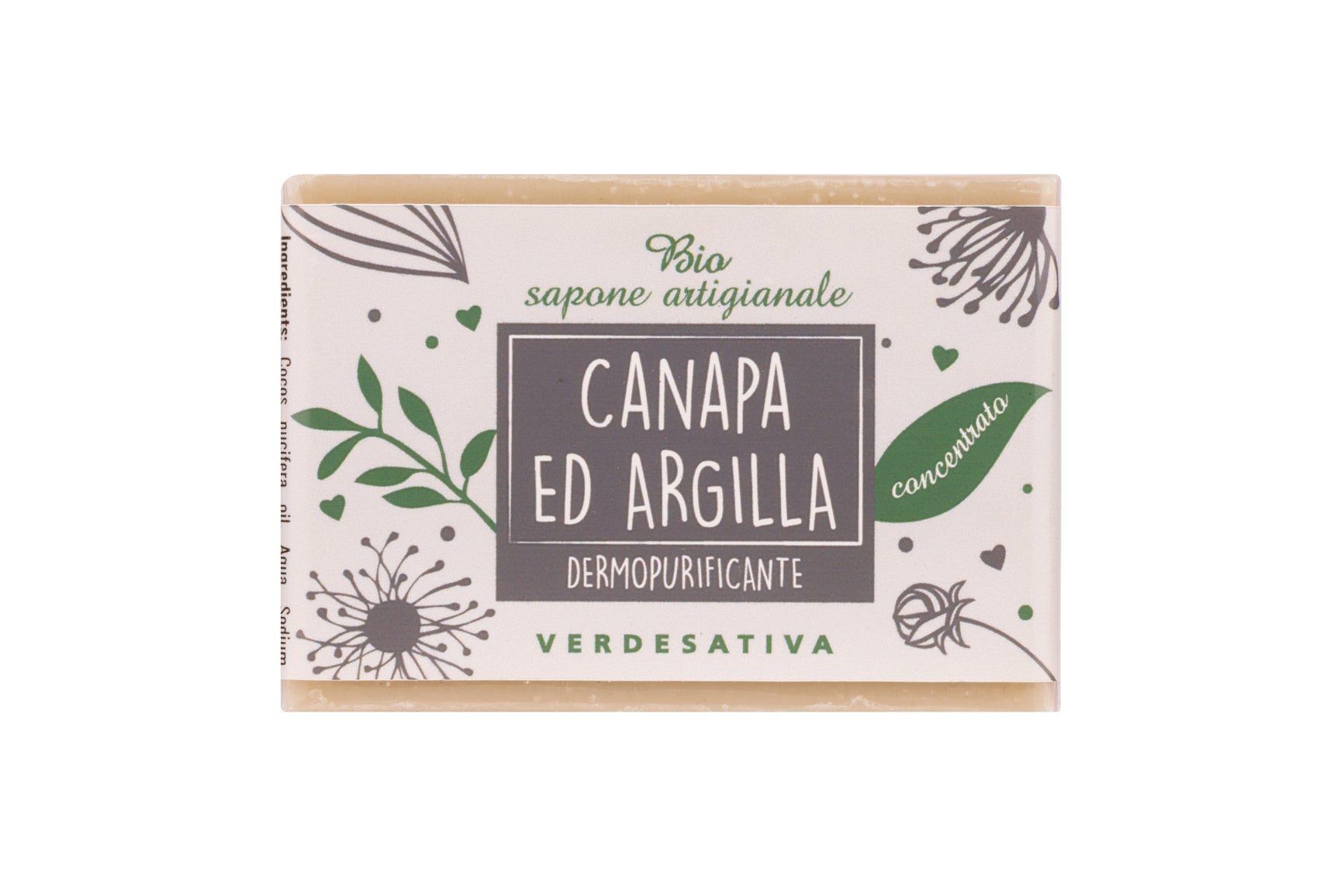 Sapone canapa e argilla 100% bio degradabile 100 gr - Bongae