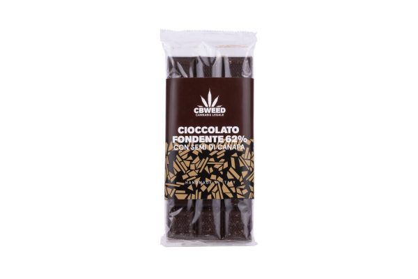 BARRETTA DI CIOCCOLATO FONDENTI CON SEMI DI CANAPA - Bongae